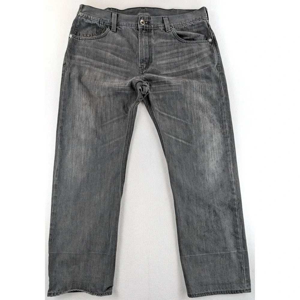 Levi's 514 Slim Straight Mens 38x30 Gray Faded Flap Pocket Jeans